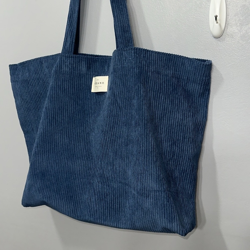 S A L E SÉZANE | Designer Large Size Beautiful Blue Corduroy Lined Tote Bag NWT - Picture 16 of 17